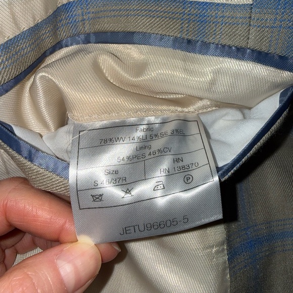 Harold by Harry Rosen Beige & Blue Windowpane Wool-Blend Sport Jacket – 40R - Picture 3 of 3